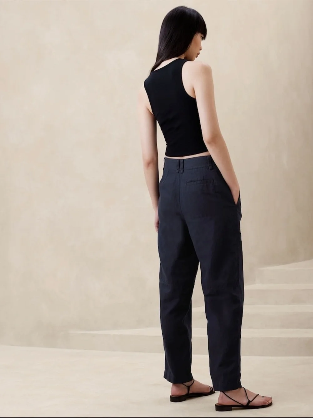 Banana Republic linen navy blue Straight-Leg Utility Pants